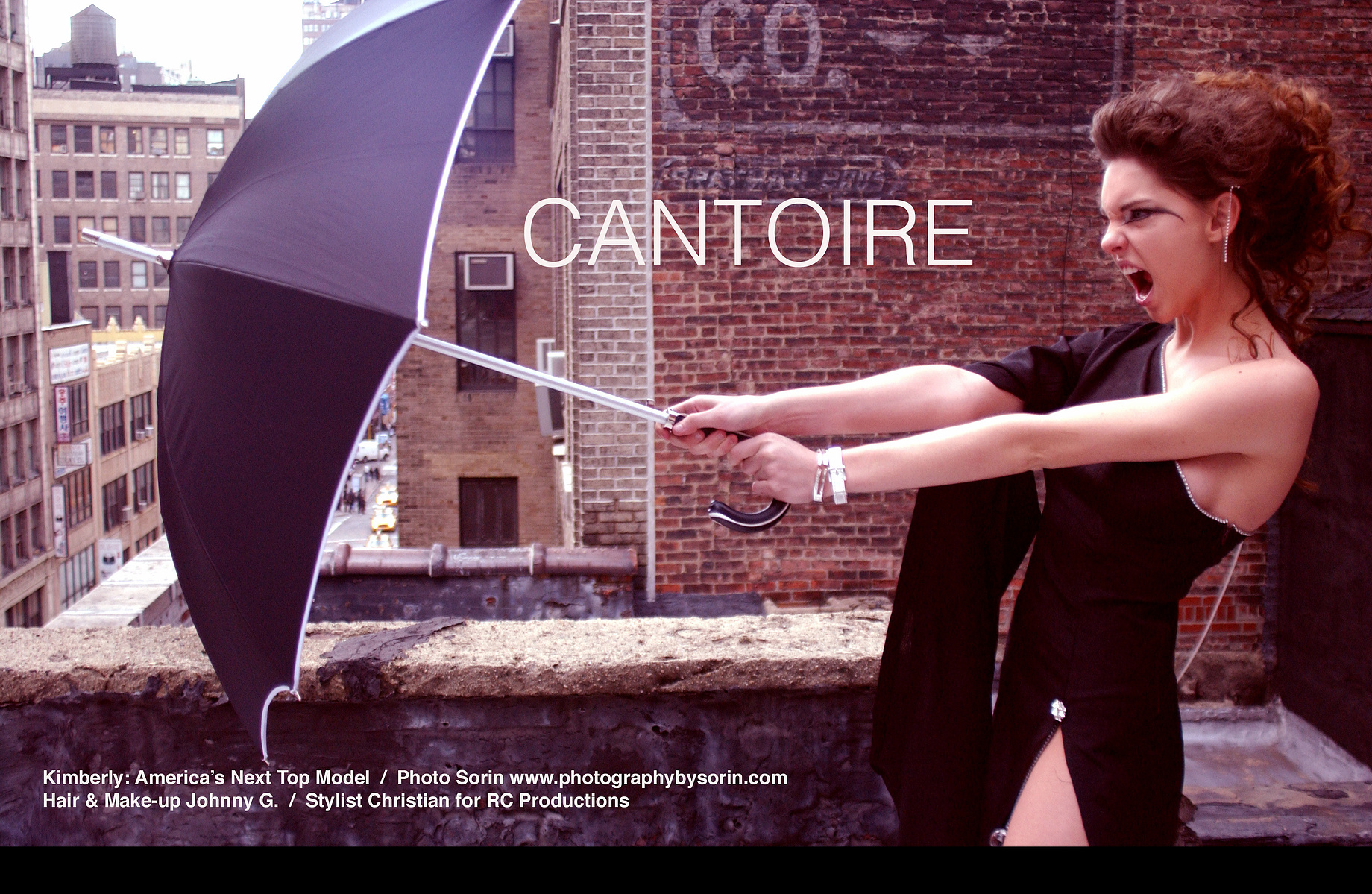 Kimberly in a dramatic, angular fashion composition.